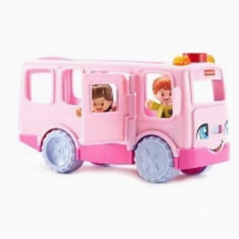 Vintage Fisher Price Little Movers Pink School Bus Sit With Me Little People Toy